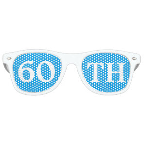 60th Birthday Party Favor Cool Blue White Retro Sunglasses