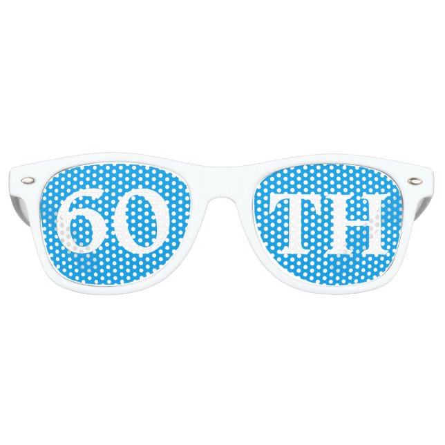 60th Birthday Party Favor Cool Blue White Retro Sunglasses (Front)