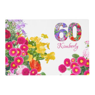 60th birthday party floral bouquet placemat