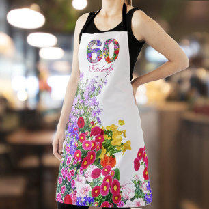 60th birthday party floral flowers bouquet apron