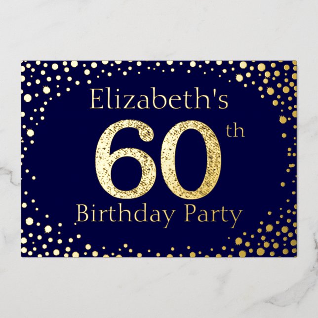 60th Birthday Party Foil Invitation (Front)