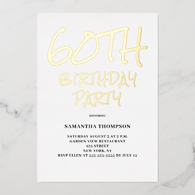 60th Birthday Party  Foil Invitation (Front)