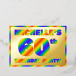 [ Thumbnail: 60th Birthday Party — Fun, Rainbow Spectrum “60” Invitation ]