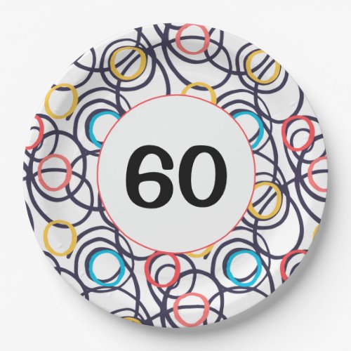 60th Birthday Party Funky Doodles Paper Plates