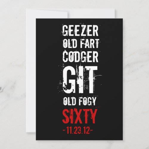 60th Birthday Party Geezer Invitation