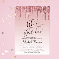 60th Birthday Party Glitter Rose Gold Pink