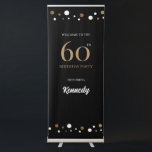 60th birthday party gold and black confetti retractable banner<br><div class="desc">Celebrate a milestone with the Personalized Name 60th Birthday Party Gold and Black Confetti Retractable Rollup Banner. This elegant and customizable banner is the perfect addition to your birthday celebration, adding a touch of sophistication and personalization to your party decor. The banner features a stylish design with gold and black...</div>