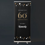 60th birthday party gold and black confetti retractable banner<br><div class="desc">Celebrate a milestone with the Personalized Name 60th Birthday Party Gold and Black Confetti Retractable Rollup Banner. This elegant and customizable banner is the perfect addition to your birthday celebration, adding a touch of sophistication and personalization to your party decor. The banner features a stylish design with gold and black...</div>