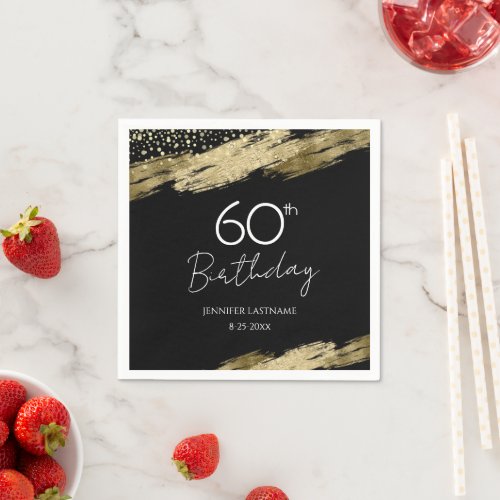 60th Birthday Party Gold Black Invitation
