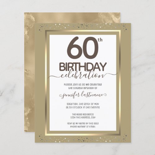 60th Birthday Party Gold Paper Sheet