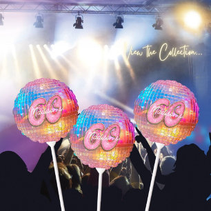 60th Birthday Party Gold Pink Glitter Disco Ball Balloon