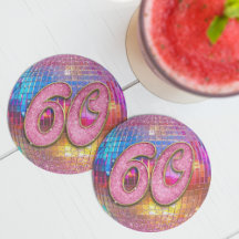 60th Birthday Party Gold Pink Glitter Disco Ball