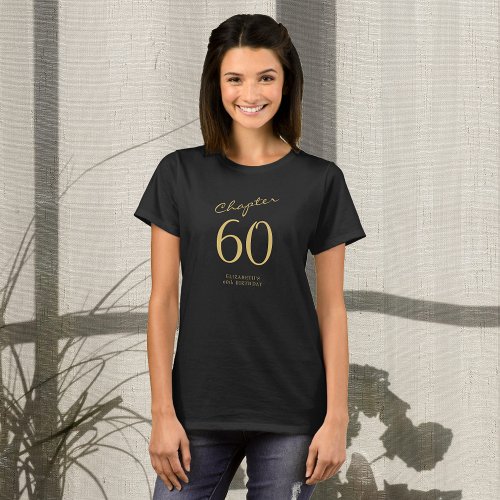 60th Birthday Party Gold Script Black T_Shirt