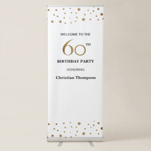 60th birthday party gold White confetti Rollup Retractable Banner