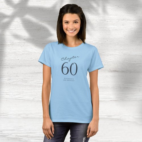 60th Birthday Party Grey Script Blue T_Shirt