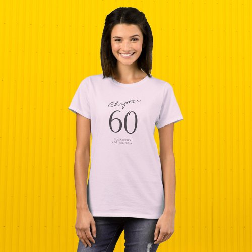 60th Birthday Party Grey Script Pink T_Shirt