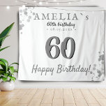 60th Birthday Party Grey White Backdrop<br><div class="desc">60th Birthday Party Grey White Backdrop. 60th birthday tapestry for him or her. Use the tapestries as a backdrop for the 60th birthday party. Personalize it with your text.</div>