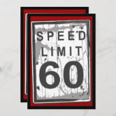 60th Birthday Party Grungy Speed Limit Sign Invitation (Front/Back)