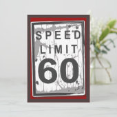 60th Birthday Party Grungy Speed Limit Sign Invitation (Standing Front)