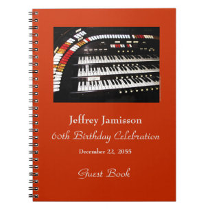 60th Birthday Party Guest Book, Antique Organ Notebook