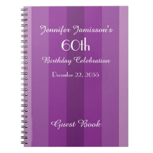 60th Birthday Party Guest Book Purple Notebook