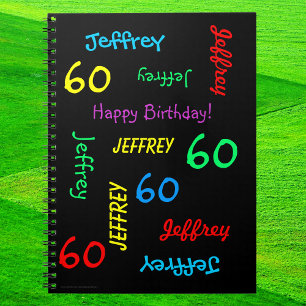60th Birthday Party Guest Book Repeat Name Black