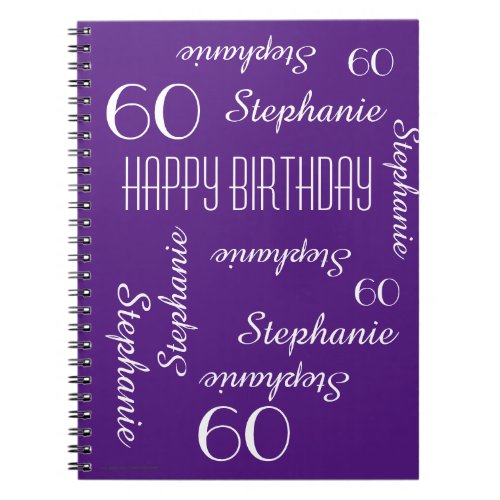 60th Birthday Party Guest Book Repeating Names Notebook