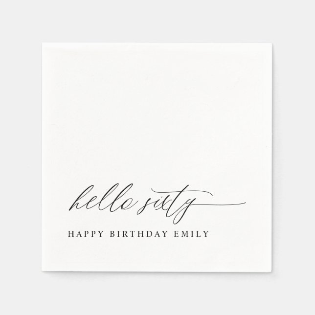 60th Birthday Party Hello 60 Modern Milestone Napkins (Front)