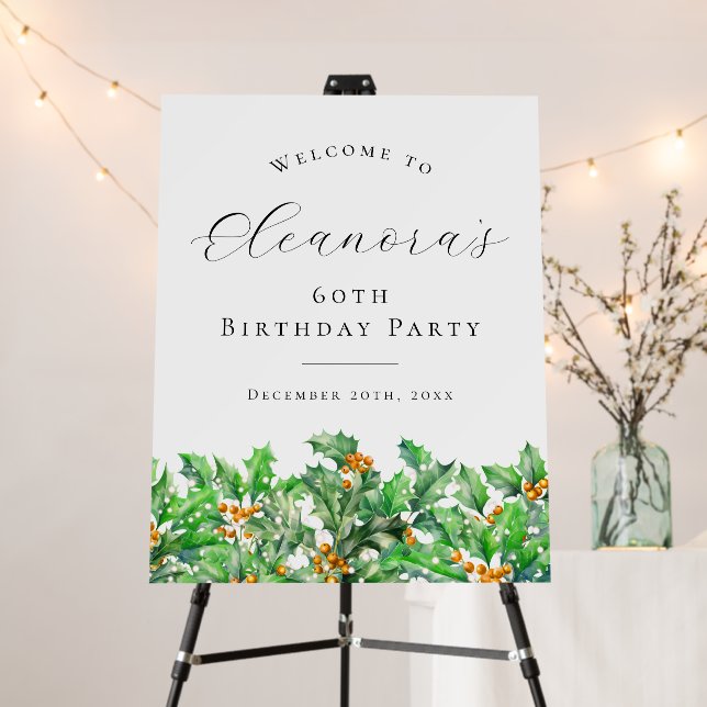 60th Birthday Party Holly December Birth Flower Foam Board (In Situ (Stand))