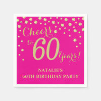 60th Birthday Party Hot Pink and Gold Diamond