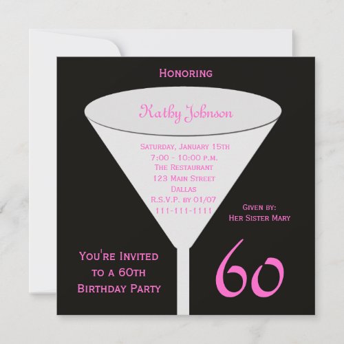 60th Birthday Party Invitation -- 60th Toast