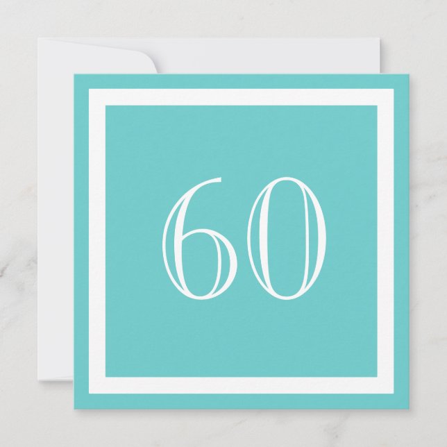60th Birthday Party Invitation - Aqua (Front)