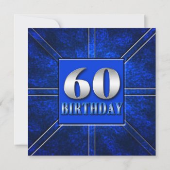 60th Birthday Party Invitation - Blue-silver by TrudyWilkerson at Zazzle