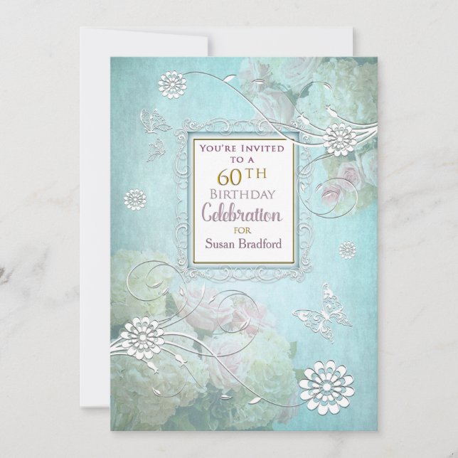 60th Birthday Party Invitation, Elegant Pastels Invitation (Front)