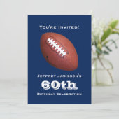 60th Birthday Party Invitation, Football, Blue Invitation (Standing Front)