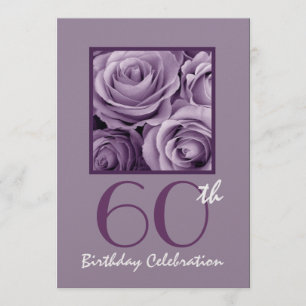 60th Birthday Party Invitation Lilac Purple Roses