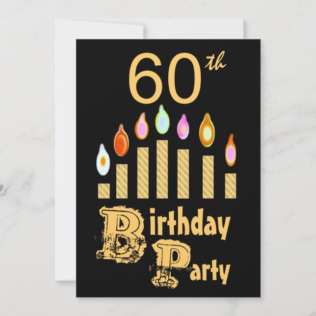 60th Birthday Party Invitation - Metallic GOLD (Front)