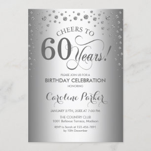 60th Birthday Party Invitation - Silver