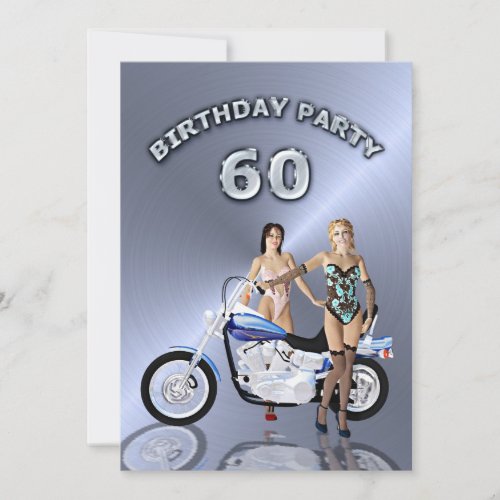 60th Birthday party Invitation with a motorbike