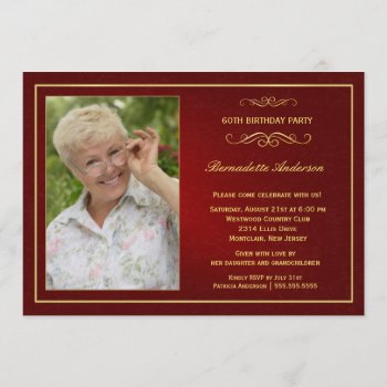 60th Birthday Party Invitations - Add Your Photo by SquirrelHugger at Zazzle