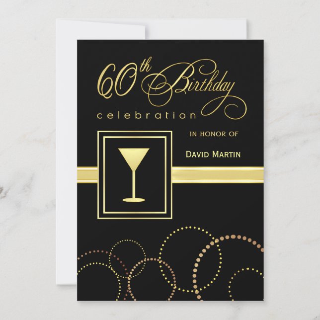 60th Birthday Party Invitations - Contemporary (Front)