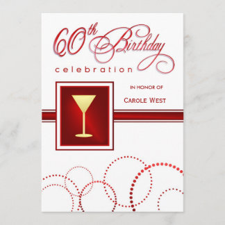 60th Birthday Party Invitations - Custom Maroon