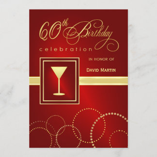60th Birthday Party Invitations - Festive Red
