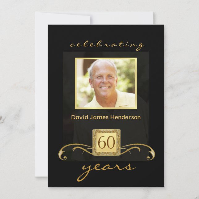 60th Birthday Party Invitations - Formal for Men (Front)