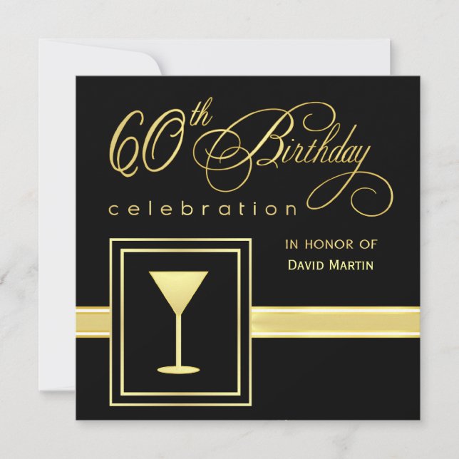 60th Birthday Party Invitations - Formal Square (Front)