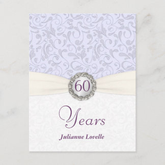 60th Birthday Party Invitations Lavender Damask
