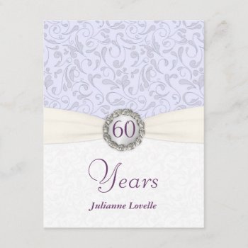 60th Birthday Party Invitations Lavender Damask by SquirrelHugger at Zazzle
