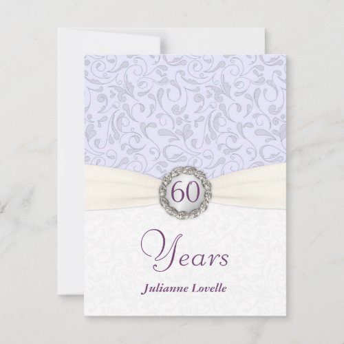 60th Birthday Party Invitations Lavender Damask