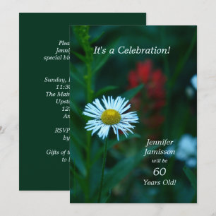 60th Birthday Party Invitations White Daisy Flower
