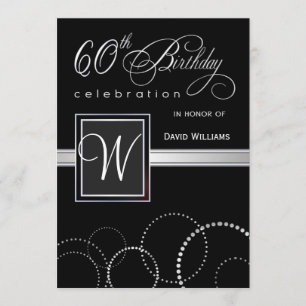 60th Birthday Party Invitations - with Monogram